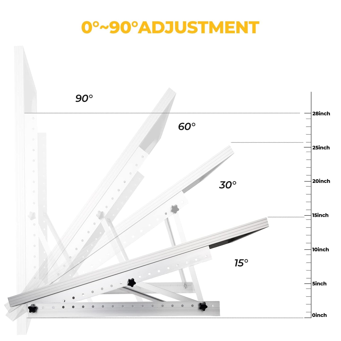 BougeRV 28in Adjustable Solar Panel Tilt Mount Brackets with Foldable Tilt Legs, Solar Panels Mounting Support up to 100 150 200 Watt Solar Panel for Roof, RV, Boat, and Off-Grid