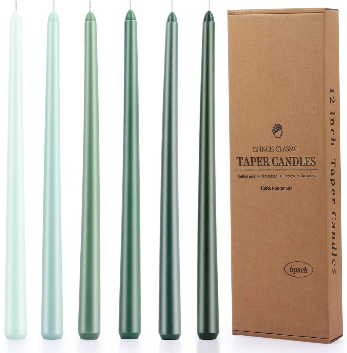 12 Inch Taper Candles Set of 6 Unscented Long Burning Smokeless Long Tall Tapered Candles for Candlesticks Sticks Wedding Home Christmas Decor Dinner