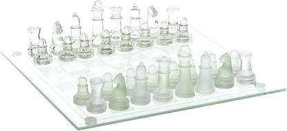 The Dreidel Company Elegant Glass Chess Set Board Games Great for Prizes (10 Glass Chess Set)