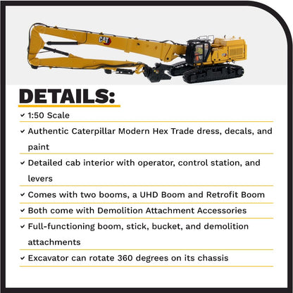 Diecast Masters 1:50 Caterpillar 352 Ultra High Demolition Hydraulic Excavator - Diecast Masters 85663 High Line Series