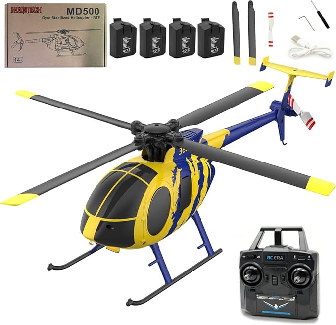 RC ERA C184 MD500 RC Helicopter for Beginners Gyro &amp Optical Sensor Stabilized Easy to Fly 2.4GHz 4CH Flybarless RTF Remote Control Helicopter