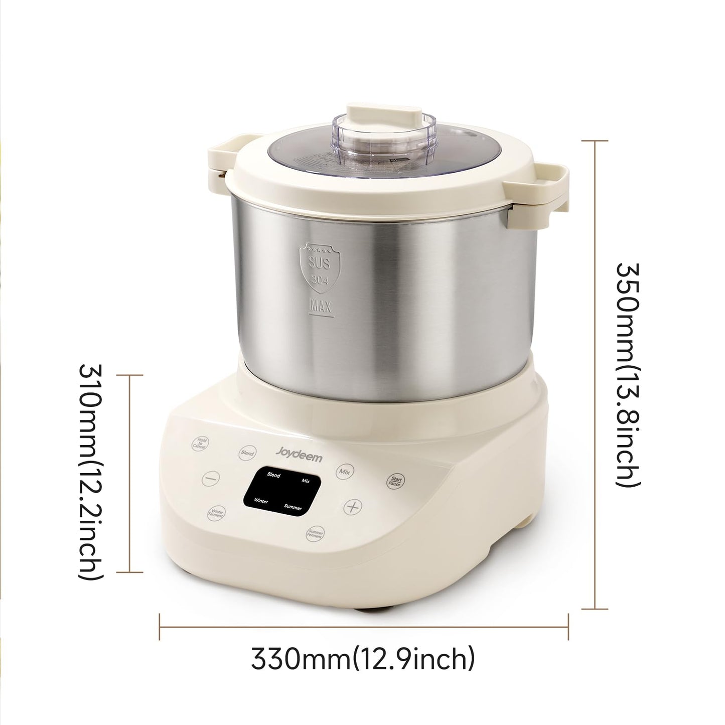 Joydeem Electric Dough Maker, 9.5Qt with Winter & Summer Fermentation, Dual Functions (MIX for Dough/Kneading, BLEND for Filling) - Ideal for Bread, Pizza, Roti, Dumplings, Sourdough, HMJ-A901