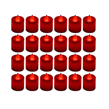 LANKER 24 Pack Flameless Led Tea Lights Candles, Flickering Red Battery Operated Electronic Fake Candles, Decorations for Wedding, Party, Christmas, Halloween (Red)