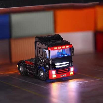Turbo Racing 1/76 RC Semi Truck 2.4GHz 3CH Electric 4WD Mini Remote Control Tractor Model Desktop Scale Vehicle for Hobbyists (RTR/Blue &amp White)