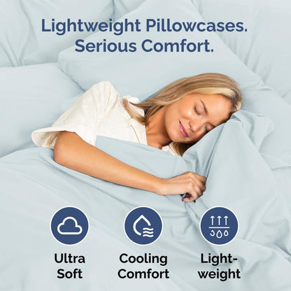 Skiennix Body Pillowcases Set of 2 | Soft 20x54 Long Pillow Covers for Side Sleepers - Wrinkle-Free, Machine Washable, Sky Blue