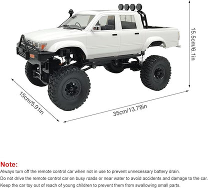 RC Rock Crawler WPL C64-1 RC Truck 1:16 Scale 2.4GHz Remote Control Truck 4WD All Terrain Off-Road RC Crawler with LED Lights and 2 Rechargeble Batteries for Adults (Red)