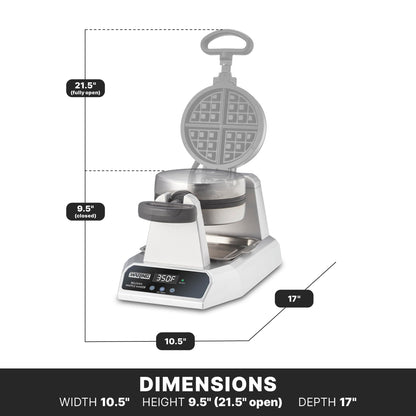 Waring Commercial Belgian Waffle Maker, 25 Waffles per Hour, Automatic Countdown Timer,Rotary Feature for Even Baking, Triple-Coated Nonstick Plates, NSF Certified, WW185X