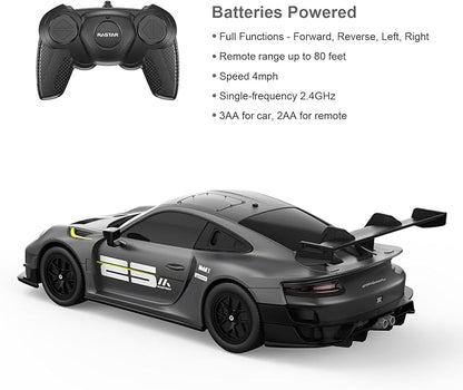 RASTAR Porsche 911 GT2 RS Model Car 1:24 Scale RC Porsche 911 GT2 RS Clubsport 25 Remote Control Car for for Kids Adults RC Sports Supercar Grey