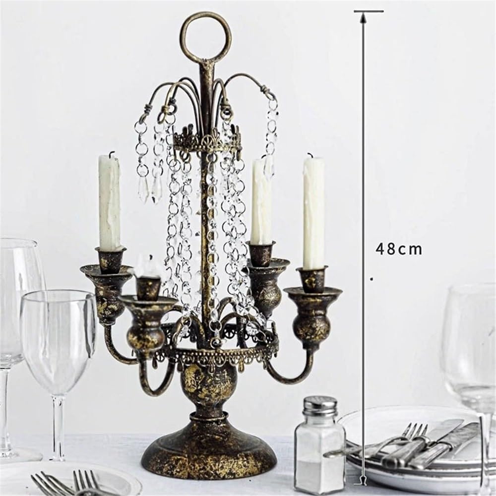 YUHUAWF Candle Holderss Retro Country Four-Head Candlestick Home Romantic Iron Candle Holder Decoration Decorative Candlestick
