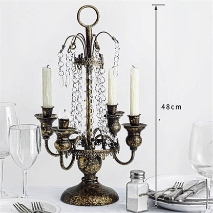 YUHUAWF Candle Holderss Retro Country Four-Head Candlestick Home Romantic Iron Candle Holder Decoration Decorative Candlestick