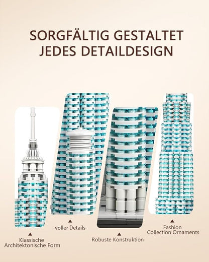 1:800 Malaysia Twin Towers Architecture Building Blocks Set Kuala Lumpur Petronas Tower Modular Construction Kit for Adults &amp Teens (5839 Pieces)