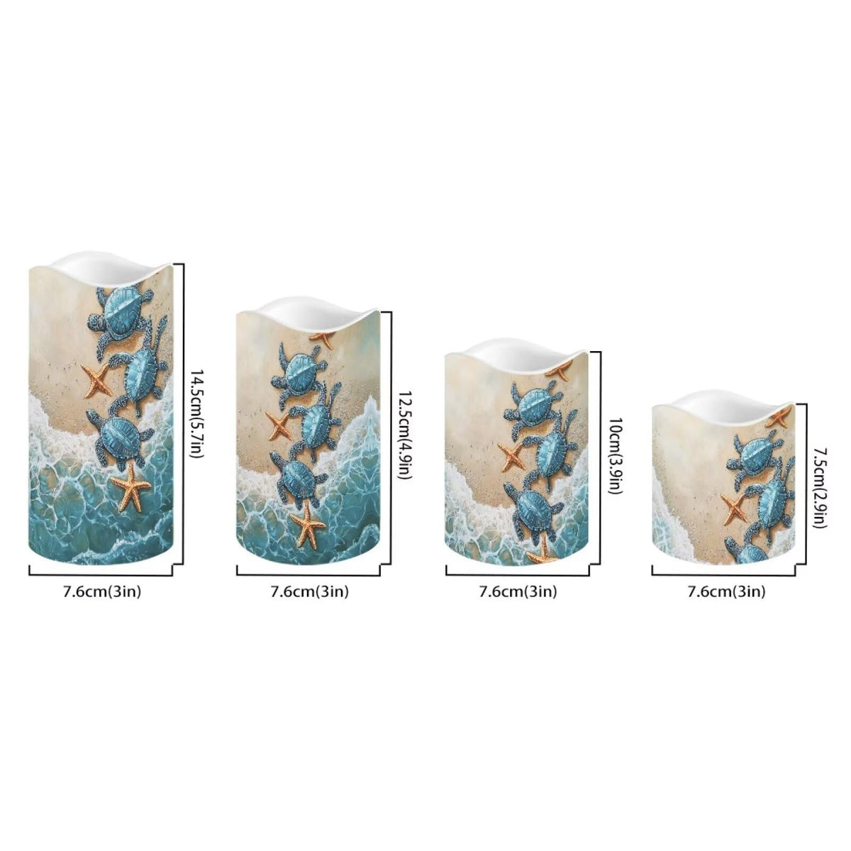 Ystardream 4PCS Flameless Candle Sea Turtle Led Flameless Candles with Remote Fake Candles that Look Real for Home Living Room Bathroom Bedroom Decor,Starfish