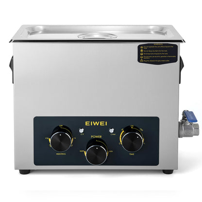 EIWEI 6L Ultrasonic Cleaner Professional Power-Adjustable Knob Jewelry Cleaning Machine with Heater Timer for Carburetor, Jewelry, Glasses, Dentures, Circuit Boards, Automotive Parts
