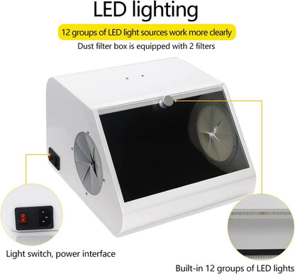 OUBO Lab Sandblaster Dust Collector High Strength LED Vacuum Extractor Box Grinding Polishing Box Lapping Protector Sandblasting Dust-Proof Case