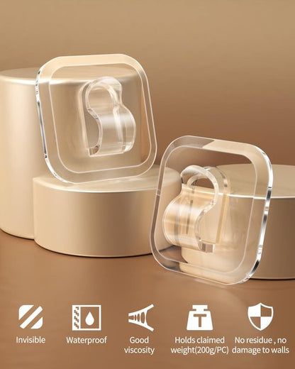 ispneay 50 Mini Light Hooks with Adhesive Strips: Indoor Clear Small String Light Clips Damage Free - Plastic Wall Hook for Hanging - Fairy Tiny Christmas Light Cable Hangers Clip Decoration Decor
