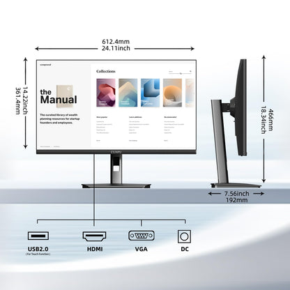 CUNPU 27 Inch Touchscreen Monitor, 10 Point Touch, FHD 1080P 60Hz Nano IPS Screen, 100% SRGB, VESA Wall Mountable, Tilt Adjustment, VGA HDMI for PC, Laptop Business & Work Station