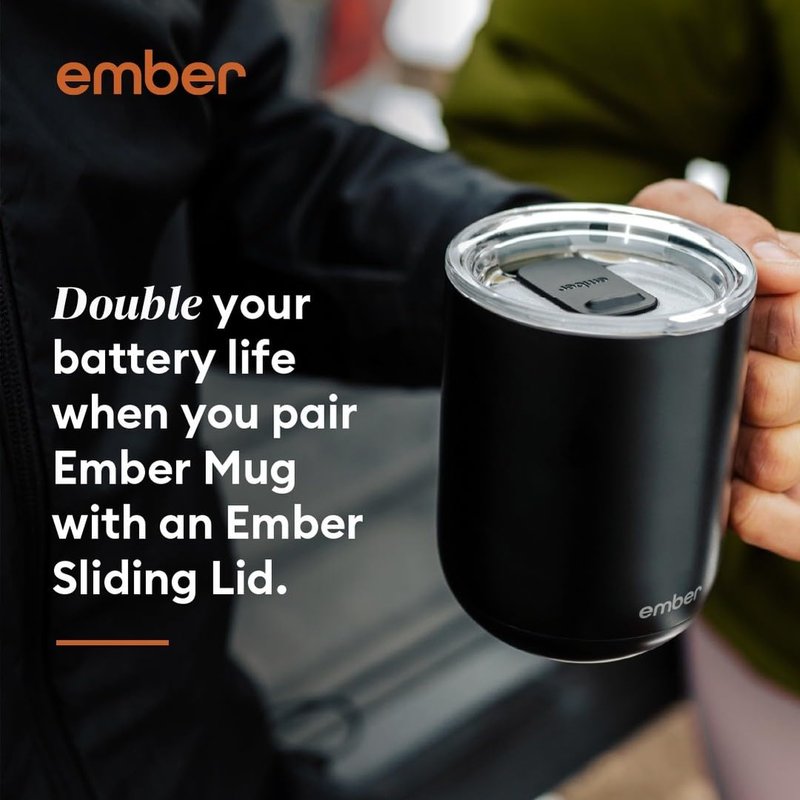 Ember Temperature Control Smart Mug 2, 10 oz Black, App Controlled Heated Coffee Cup | Double your battery life when you pair with an Ember Sliding Lid and Signature Series Cloth