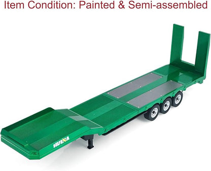 HUINA 1/18 Plastic Flatbed Semi Trailer 1502 for Radio Controlled Tractor Truck 1501 Electric Support Legs Battery No Light Hobby Grade Model for Birthday Gift(Green)