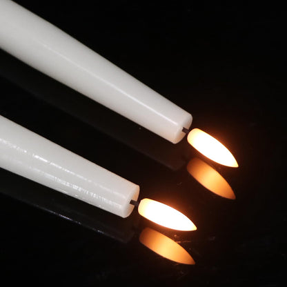 GenSwin Flameless Taper Candles, LED Taper Candles Battery Operated with Remote Timer, Set of 2 Real Wax White Flameless Candlesticks with 3D Flame for Home Weddin Party Holiday Decor (0.78” x 9.84”)