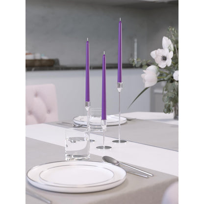 CANDWAX Purple 12 inch Taper Candles Pack of 4 - Unscented Smokeless Dripless Long Burning Christmas Tapered Candle Sticks - Perfect as Christmas Candle Sticks for Home Decor - Purple Taper Candles