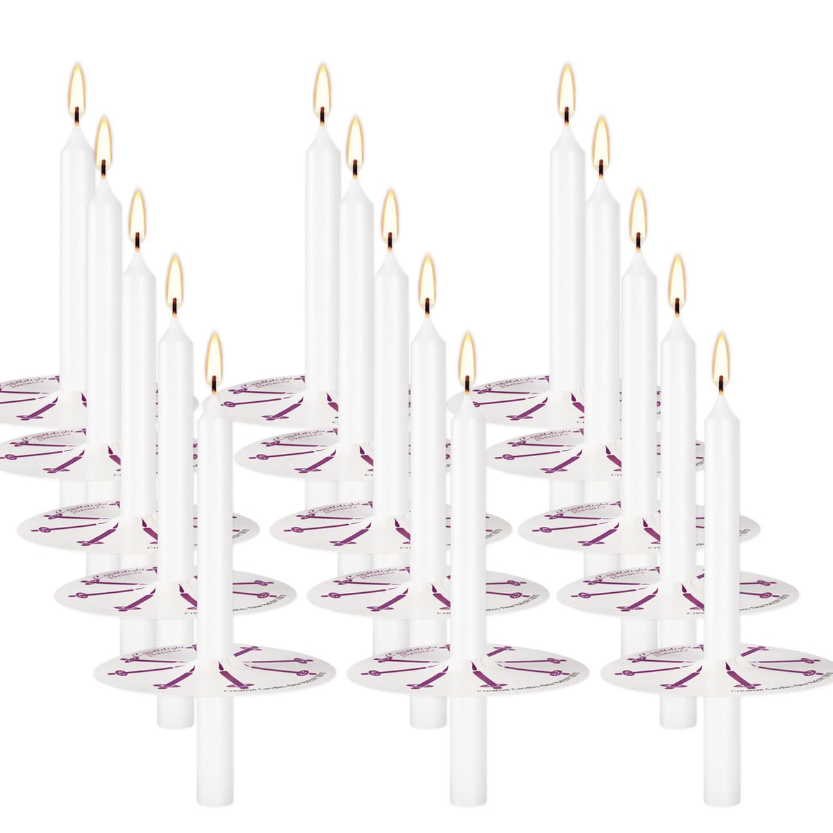 Wfmolcand 200 White Taper Candles with Drip Protectors Smokeless and Unscented 4.7'' H X 0.47'' D- Handheld Drip Guard,Church for Prayers, Vigil,Memorial Services, Religion,Shabbat, Prayer Candles