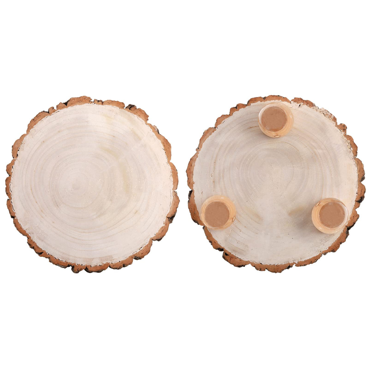 Frcctre 11 Inch Wood Cake Stand, Round Wooden Cupcake Pedestal, Paulownia Woods Slice with Legs, Rustic Cake Holder Wooden Serving Tray Serving Board Display Wood Plant Stand