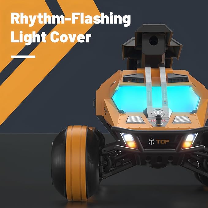 Remote Control Car 6-Wheel Drive 2.4GHz 1:12 RC Truck Toy Off Road with Headlights Turn Signal Lights and 2 Rechargeable Batteries Gifts for Kids Adults Age 8+ (Yellow)