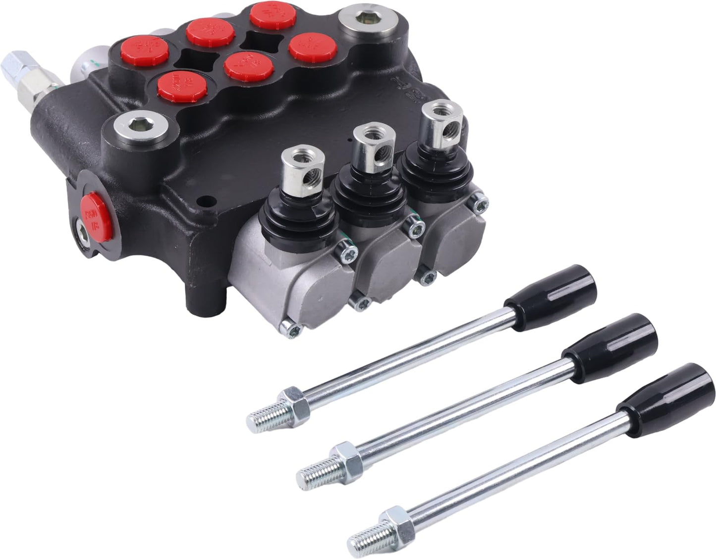 Solarhome 3 Spool Hydraulic Control Valve Open Center Double Acting 21 GPM 3600 PSI SAE Ports Compatible With Tractors Loaders Log Splitters