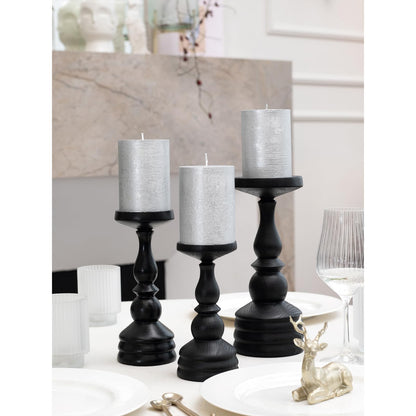 CANDWAX 3x4 inch Pillar Candles Set of 3 – Unscented Dripless Silver Candles for Event Decor, Weddings, Home Use