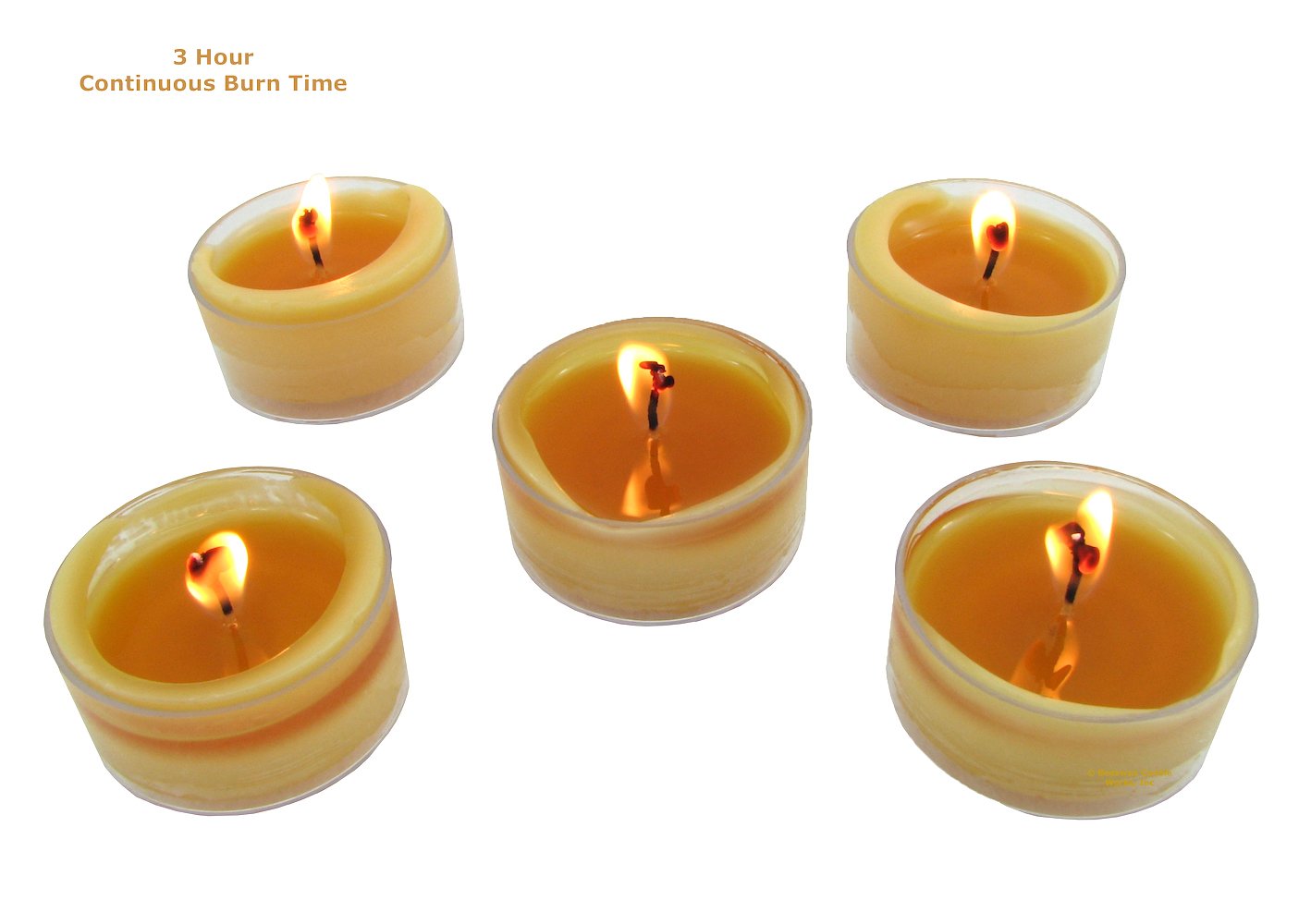 Beeswax Candle Works, 6-Hour Tea Lights (Pack of 27) Clear Cups, 100% USA Beeswax