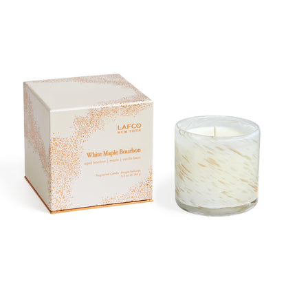 LAFCO New York Holiday Classic Candle, White Maple Bourbon - 6.5 oz - 50-Hour Burn Time - Reusable, Hand Blown Glass Vessel - Made in the USA