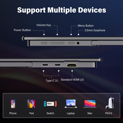 InnoView 15.6" Portable Monitor 60Hz 4K UHD 3840x2160 | 100% sRGB HDR | Travel Monitor with 2 USB-C & HDMI Ports | Second Screen for Laptop Mac PC Xbox PS5 Switch (Includes Adapter)