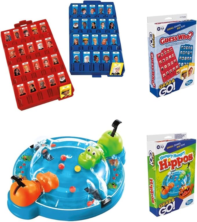 Hasbro Gaming Grab and Go Travel Games Set of 5- Sorry! Hungry Hippos Monopoly Guess Who? and Candy Land