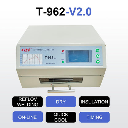 110V 800W Automatic Reflow Machine, T962 Infrared Reflow Oven Furnace IC Heater, PCB Reflow Soldering Station, Mini Reflow Soldering Machine BGA