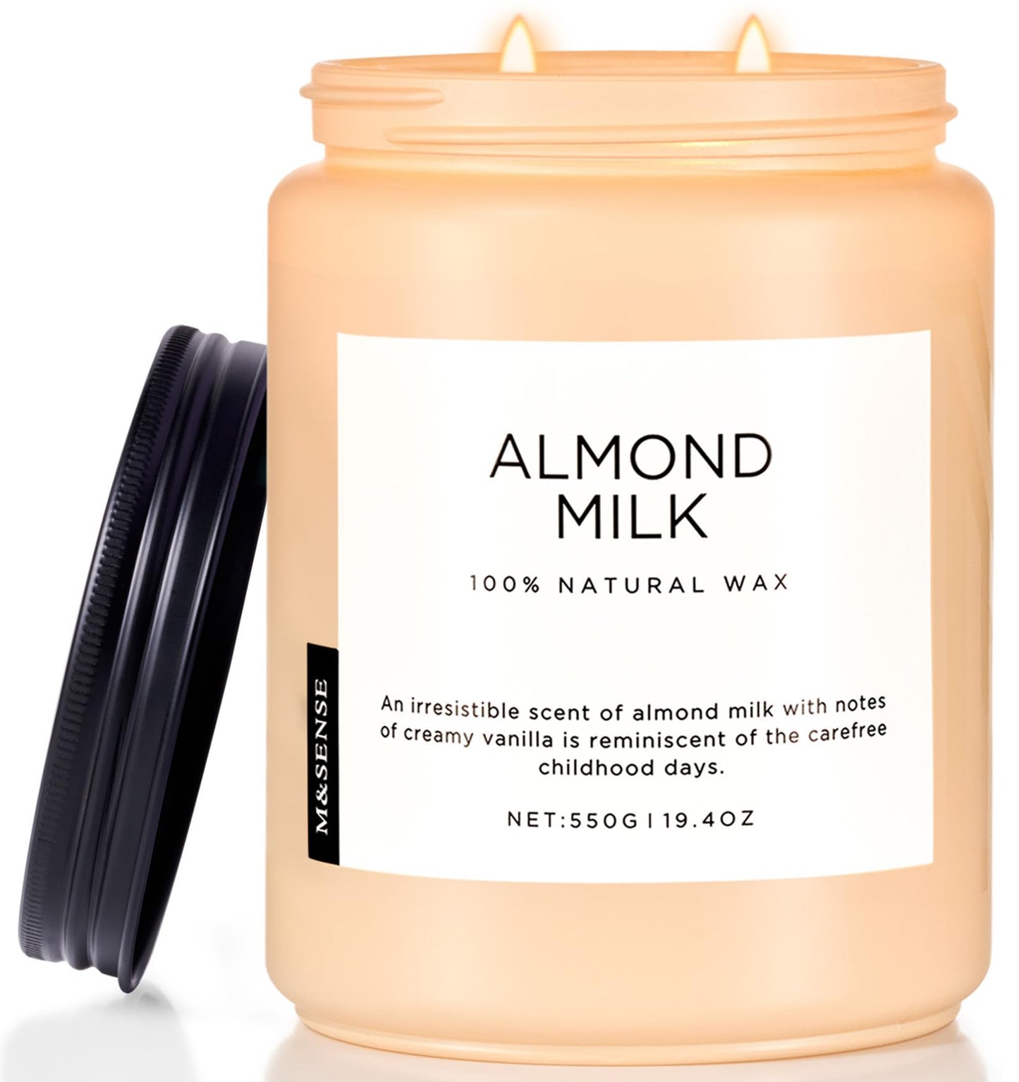 M&SENSE Almond Milk Scented Candles for Home, 19.4oz 110 Hours Long Lasting Non Toxic Natural Organic Soy Wax Relaxing Scented Candle Holiday Gift for Mom Women
