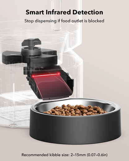 PETLIBRO Automatic Cat Feeder, Automatic Dog Food Dispenser with Freshness Preservation, Timed Pet Feeders for Dry Food, Up to 50 Portions 6 Meals Per Day, Granary Black