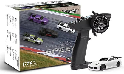1:76 Turbo Racing Scale RC Sport Car Table Racing Remote Control Mini Model Car Full Proportional RTR Kit Toys (C71white)