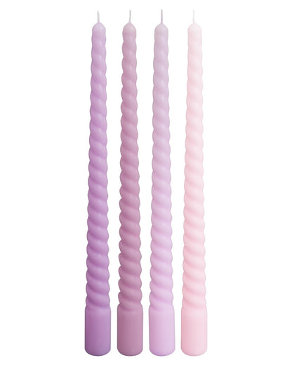 Viyffo 11 Inch Spiral Taper Candles, 4 Pack Purple Gradient, Unscented Tall Long Candlesticks for Wedding, Dinner, Holiday Table Decor, Fits Most Standard Holders