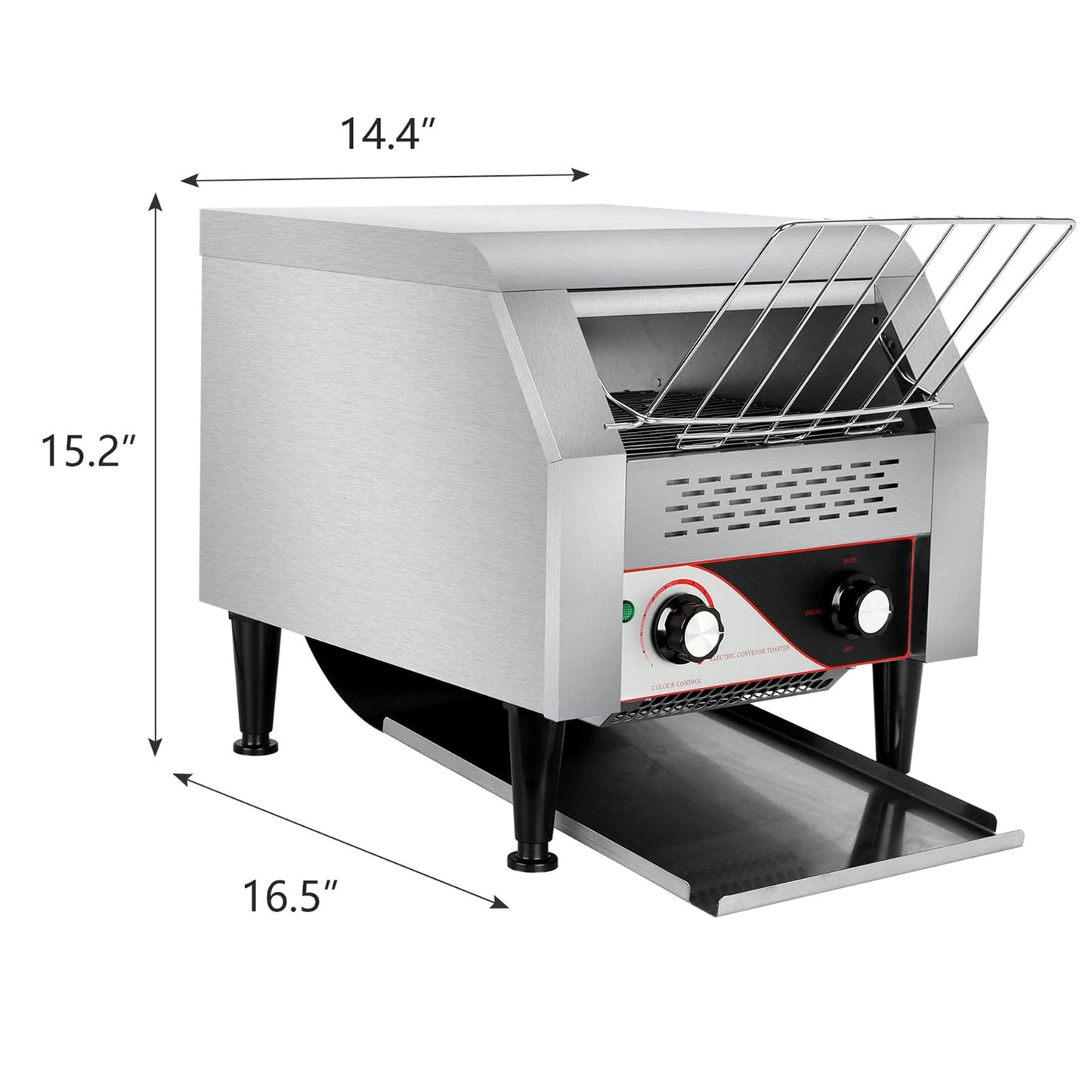 Commercial Conveyor Toaster, 300 Slices/H Electric Stainless Steel 1.9KW Countertop Toaster Heavy Duty 100% 304 Foodgrade Silver Bread for Home Restaurants Bakery Use