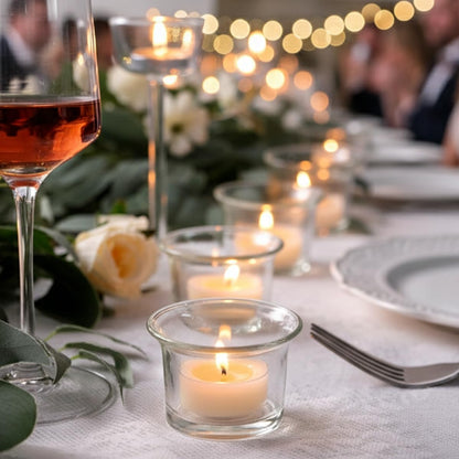 Letine 72-Pack Clear Glass Tealight Candle Holders - Thick Sturdy Votive/Tealight Holders Bulk for Wedding, Party, Home Decor | Perfect Replacement for Wall Sconces, Candelabras & Fireplace Screens