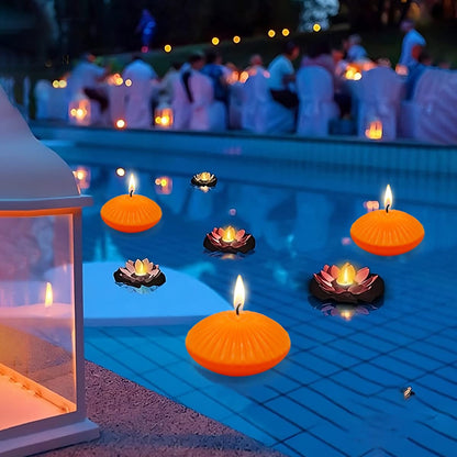 Orange Floating Candles for Cylinder Vases, 24 Pack 2 Inches Water Tealight Candles for Centerpieces at Halloween Fall Wedding Dinner Party Spa Treatments