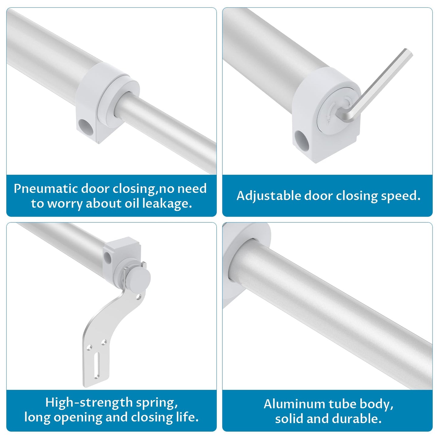 Onemake Heavy Duty Sliding Door Closer for 5–8 FT Doors, Automatic Slideback Soft-Close System with 2 Mounting Kits, Adjustable Closing Speed, Quiet & Easy Install for Patio & Balcony