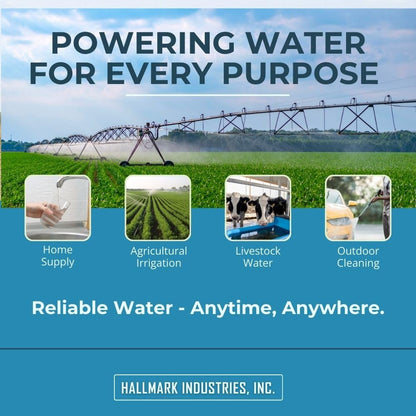 Hallmark Industries MA0414X-7 Deep Well Submersible Pump, 1HP, 110V 60HZ, 33 Gpm, Stainless Steel, Long Life