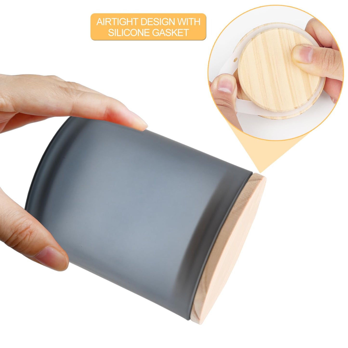 SHOWIN 10 OZ Thick Candle Jars for Making Candles 15 Pcs, Empty Jars with Wood Lids for Candle Making, Sample Container, Frosted Grey