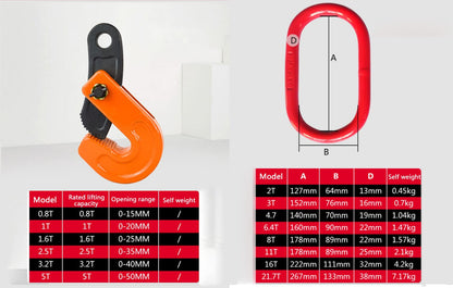 Double Horizontal Plate Lifting Clamp Barrel Drum Lifter Heavy Duty 1T/ 2204lbs with High Strength Manganese Steel Chain for Industry Hoist Crane (Capacity 1 ton, 1.5m chain)