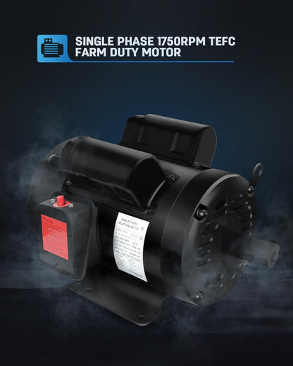 5HP Electric Motor, Air Compressor Motor, 1750 RPM, Single Phase,184T Frame, 208V-230V, 1-1/8"Shaft Diameter Rolled Steel Shell 60HZ