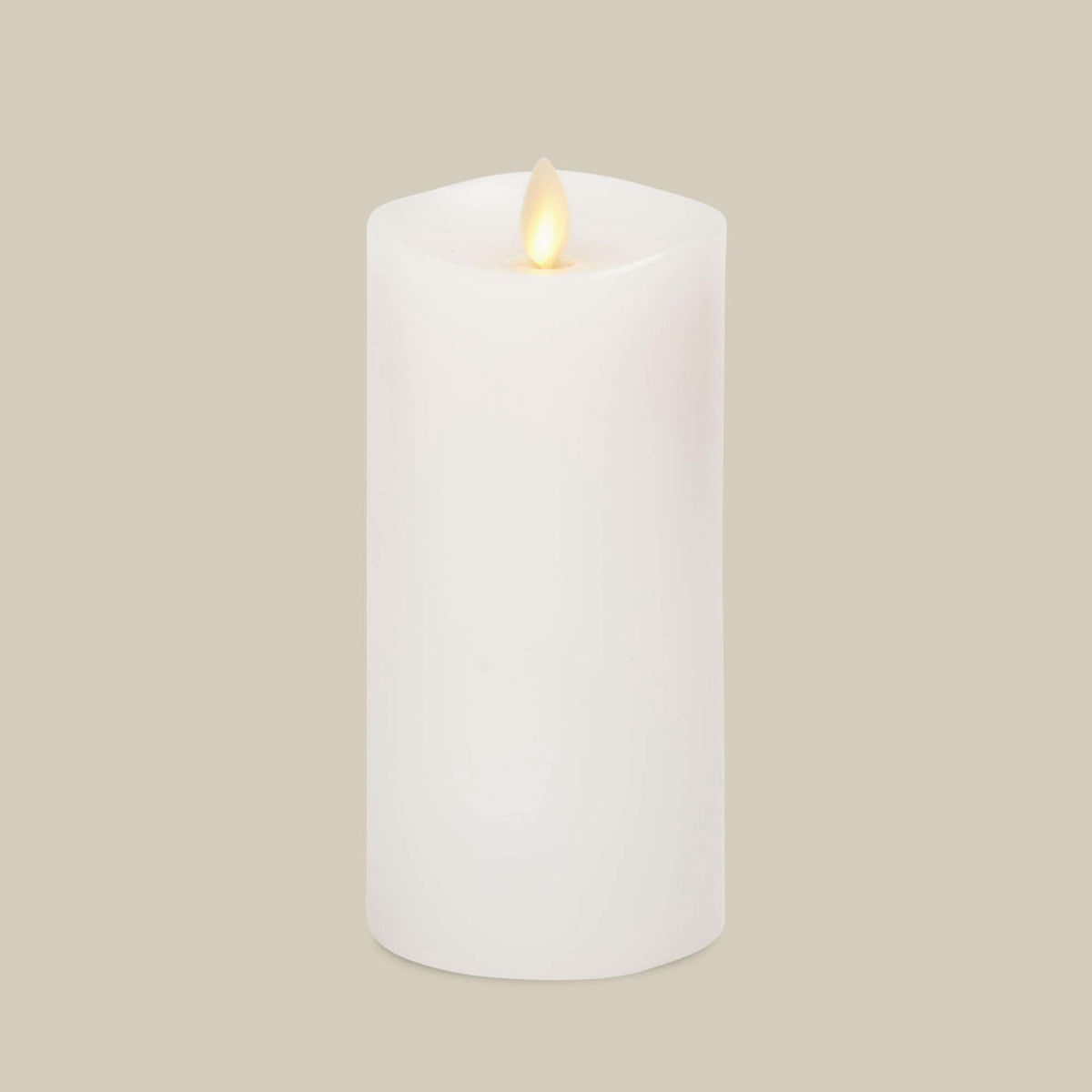 Luminara Flameless Slim Pillar Candle, Flickering Real Flame Effect, Melted Edge, Smooth Wax, Unscented, White, Real Wax, LED Battery Operated