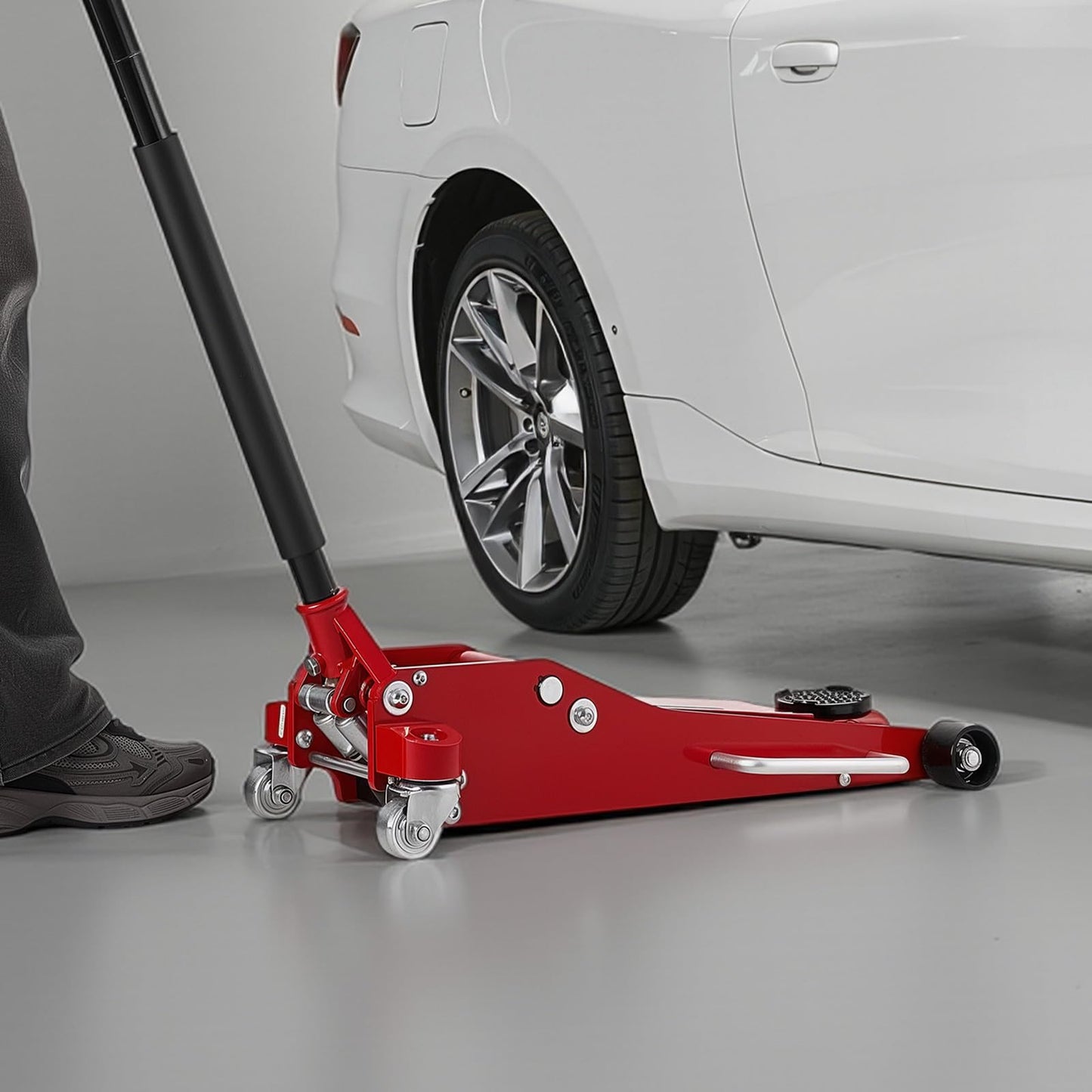 VEVOR Low Profile Floor Jack 3 Ton Aluminum and Steel Racing Floor Jack with Dual Pistons Quick Lift Pump, Hydraulic Trolley Car Lift for Sports Car, SUV, Pickup, Lifting Range 3.3"-20.3"