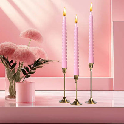 8 Inch Taper Spiral Candle Set of 4 Tapered Candles, 5 hrs,Smokeless,Tall Candlesticks, Home Dinner, Party, Wedding, Halloween, Christmas (4, Pink, 20cm)