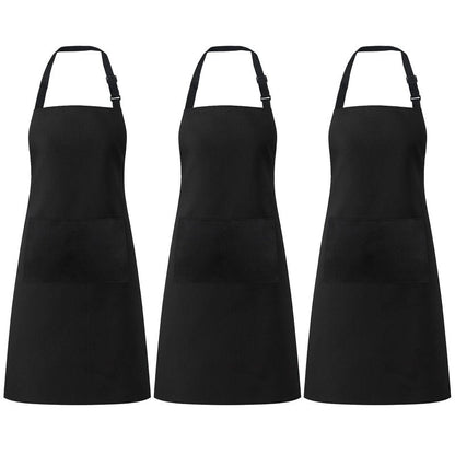 Okxiri 3 Pack Black Aprons for Women with Pockets, Adjustable Water Resistant Cooking Apron Unisex Bib for Chef Men and Women